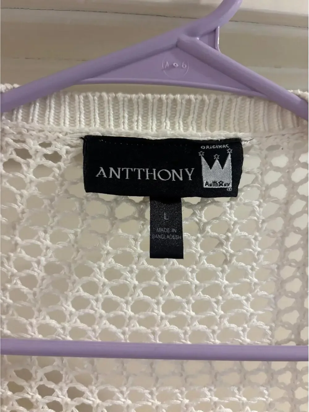 Anthony Boho Crochet Cardigan Duster Open Knit White Size Large Lightweight - Picture 2 of 4